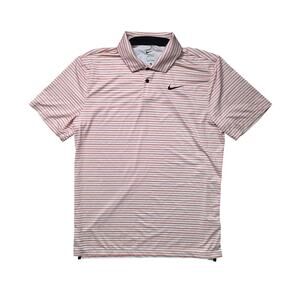 Nike Dri-Fit Tour Striped Golf Polo Shirt Men’s M Orange White FD5931-812